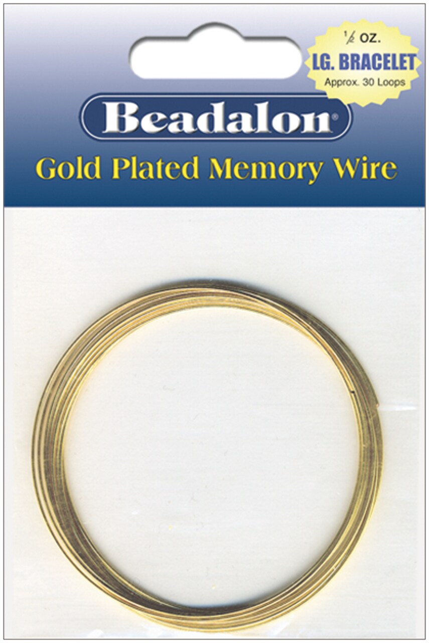 Beadalon Memory Wire Large Bracelet .62mm .5oz-Gold-Plated - 30 Coils